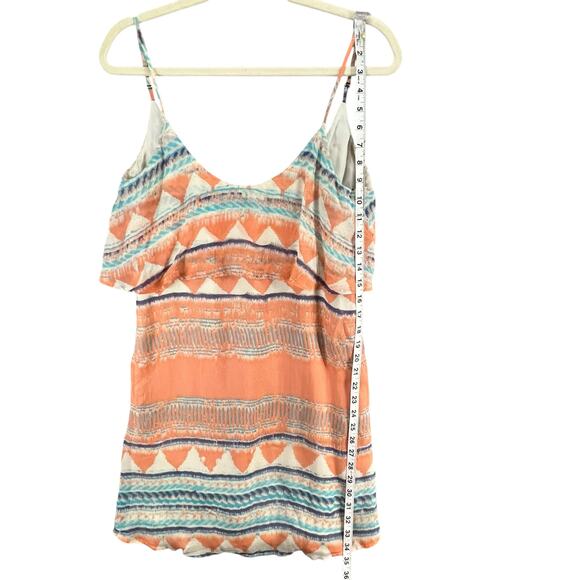 Charlie Jade Mila Dress XS Coral Aztec Silk Spaghetti Strap Layered Boho Chic - Picture 7 of 11